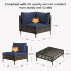 Grand patio 3-Piece Wicker Patio Furniture Set, Retro Outdoor Sectional Sofa - Image 7