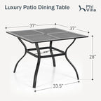 PHI VILLA 37 Inch Outdoor Dining Table Metal Steel Mesh Patio Dining Table - Image 3