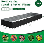 Vengarus 2 Pack 12x4x1FT Galvanized Raised Garden Bed Kit, Outdoor Metal - Image 2
