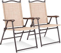 Giantex Set of 2 Patio Folding Chairs, Outdoor Patio Dining Chairs w/Armrest by Giantex