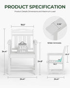 Patio Chairs Set of 2, HDPE Outdoor Dining Chairs - Image 3