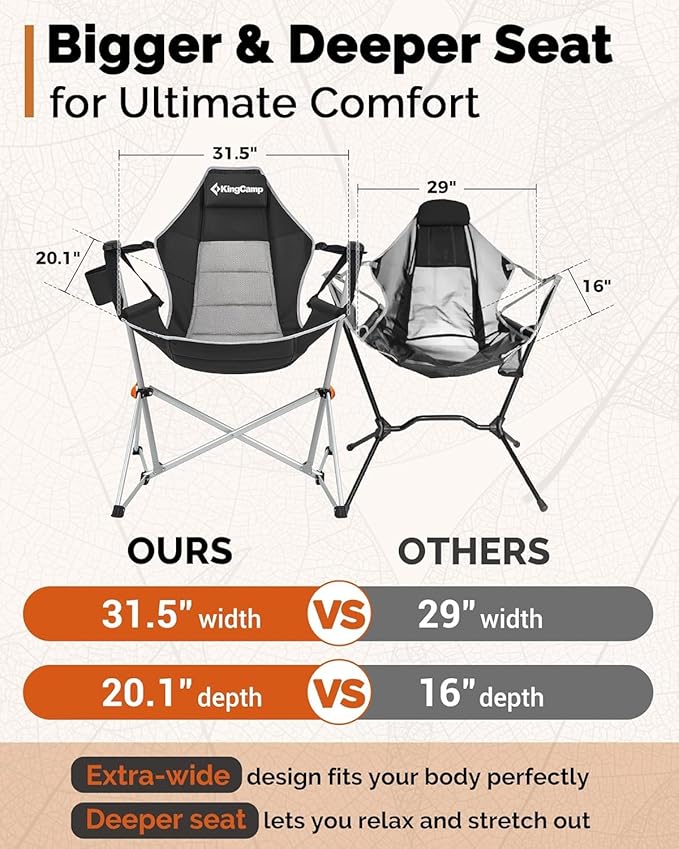KingCamp Hammock Camping Chair, Swinging Portable Folding Camp Chairs - Image 4