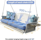 3-Seat Metal Porch Swing 900 LBS Heavy Duty Hanging Bench - Image 7