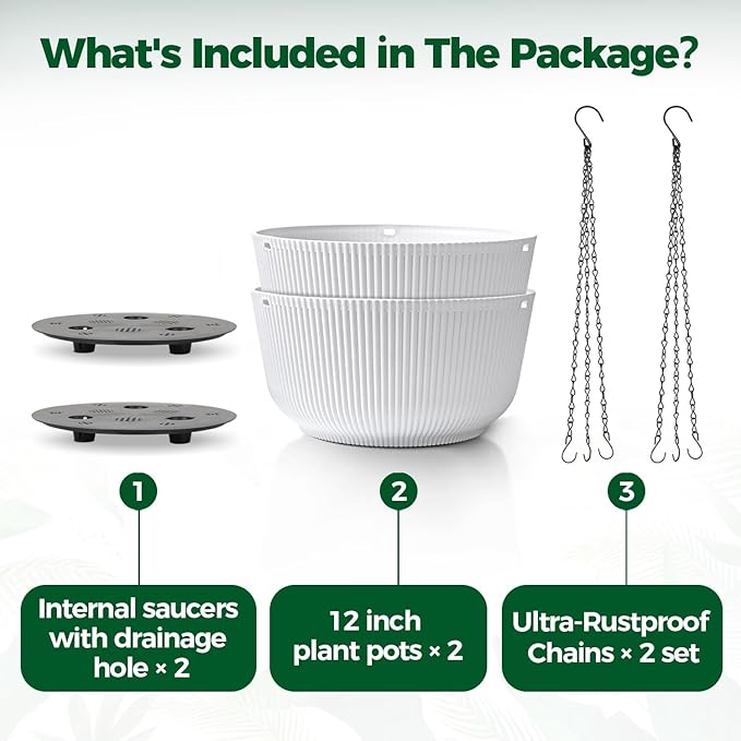 T4U 12 Inch Large Hanging Planters - Image 6