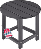 LZRS Round Adirondack Patio Side Table End Table, Outdoor Side Tables by LZRSPET