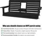 Poly Lumber 3-Seat Porch Swing, HIPS 5-Feet Bench Swing - Image 3