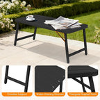 VINGLI Outdoor Folding Coffee Table, Rectangle Drainable Iron Patio Table - Image 8