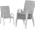 UDPATIO Patio Chairs Set of 6, Stackable Silver Outdoor Dining Chairs by UDPATIO