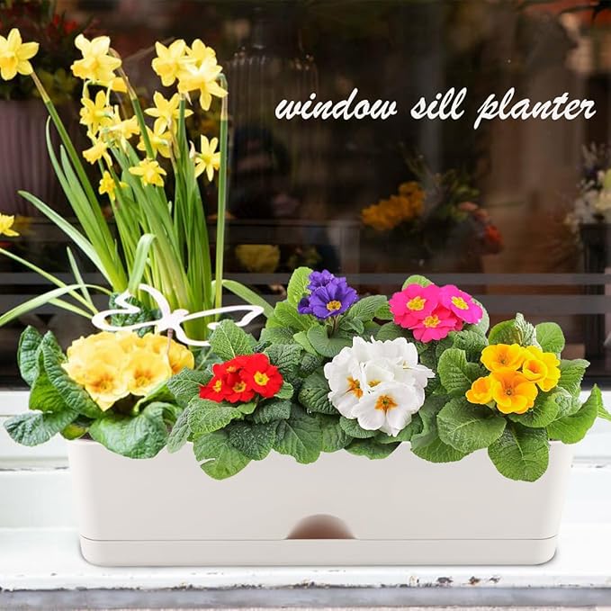 6 Pack Rectangle Planter 16x4.4 Inch Window Boxes Planters Rectangular Large - Image 6