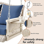 Upgraded Wicker Hanging Porch Swing Heavy Duty 900 LBS 3-Seat Outdoor Patio - Image 6
