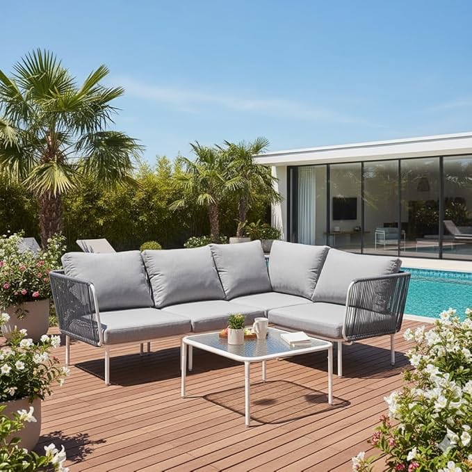 East Oak 5-Piece Outdoor Sectional Sofa, Modular Outdoor Furniture by EASTOAK