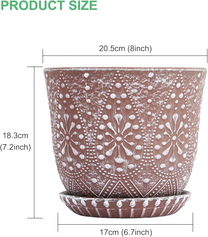 Gepege 8 Inch Plant Pot for Plants, Ceramic Planter - Image 2