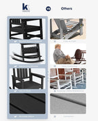 KINGYES Outdoor Rocking Chair Set of 4, High Density Polyethylene Patio Rocking - Image 6