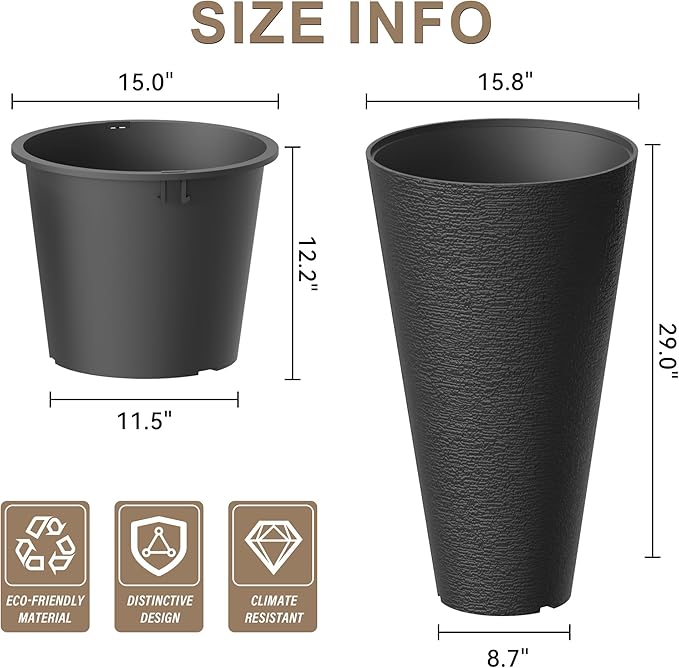 Kante Tall Round Planter Set of 2 - Image 2