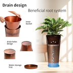 28in Tall Copper Planters Set of 2, Galvanized Steel Tall Outdoor Planter - Image 7