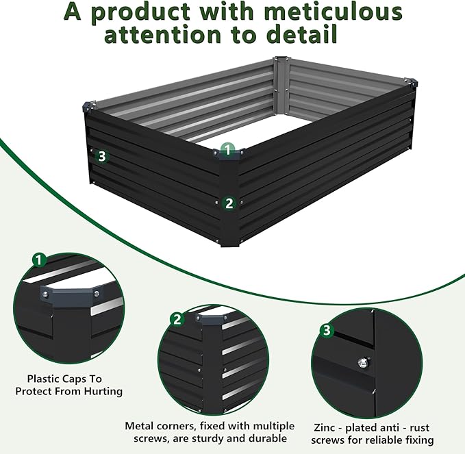 4×3×1FT Galvanized Raised Garden Bed Kit, Metal Planter Boxes, Large Raised - Image 3