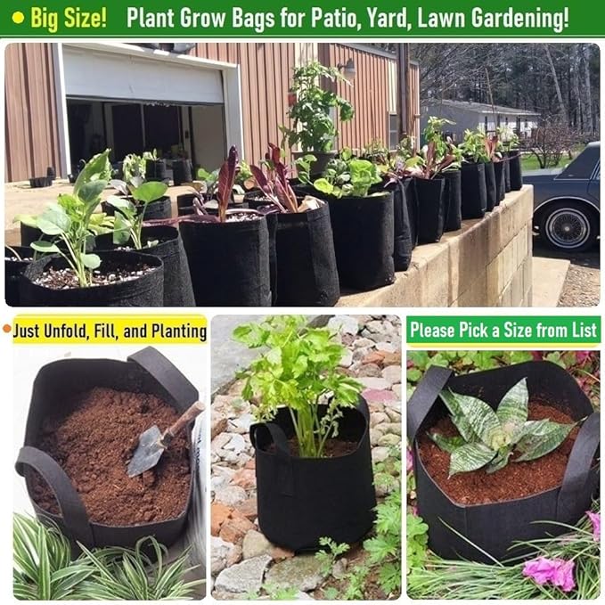 3-Pack 20 Gallon Thickened Plant Grow Bags Large Heavy Duty Fabric Plant Pots - Image 3