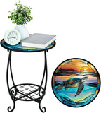 Outdoor Side Table Round Small Mosaic Patio Accent Indoor End Plant Coffee Tea - Image 7