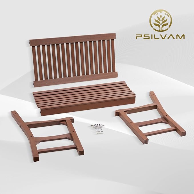 Psilvam Garden Bench, 2-Person Poly Lumber Patio Bench, All-Weather Outdoor - Image 6