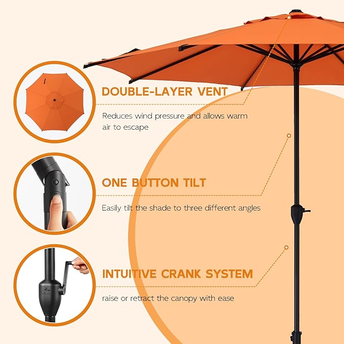 Abba Patio 9FT Lyon Outdoor Patio Umbrella Outdoor Table Umbrella - Image 4
