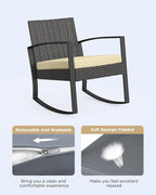 3 Pieces Porch Furniture Set Patio Rocking Bistro Set Outdoor Patio Chairs - Image 2