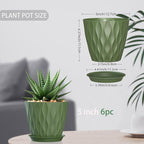 5 Inch Planter Pots, 6 Pack Indoor Planters, Small Flower Pots - Image 3