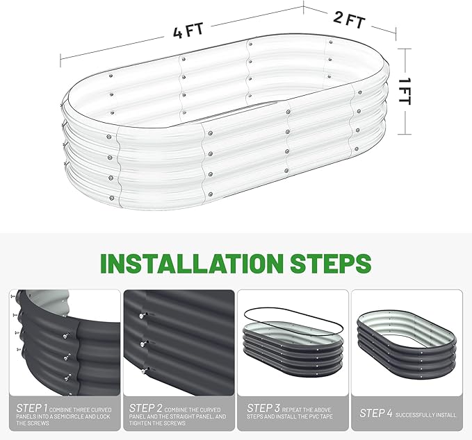 Galvanized Metal Raised Garden Bed Kit - Image 4