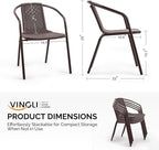 VINGLI PE Rattan Outdoor Dining Chairs Set of 1, Plastic Stackable Patio Chairs - Image 3