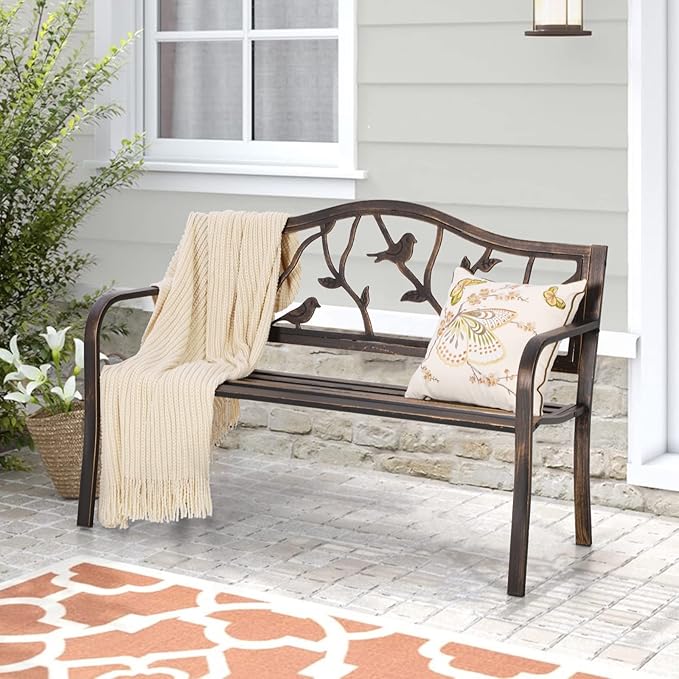 Sophia & William Outdoor Bench, Porch Bench, Garden Bench, Wrought Iron Bench - Image 2