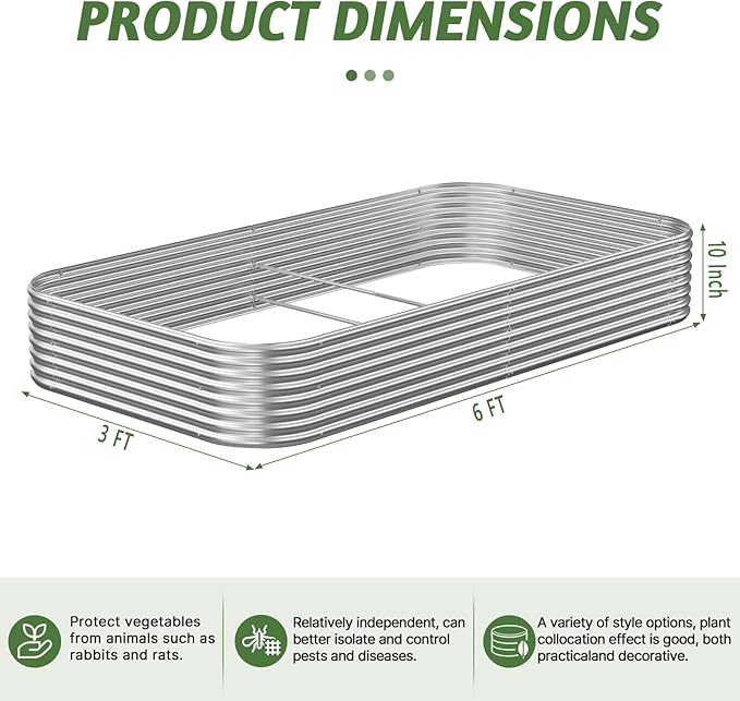 3 Pack 6x3FT Raised Beds for Gardening, Corrugated Galvanized Steel Raised - Image 8
