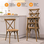 VINGLI Plastic Outdoor Dining Chairs Set of 4, Stackable Patio Farmhouse Brown - Image 6