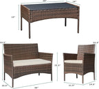 Greesum Patio Furniture 4 Pieces Conversation Sets Outdoor Wicker Rattan Chairs - Image 7