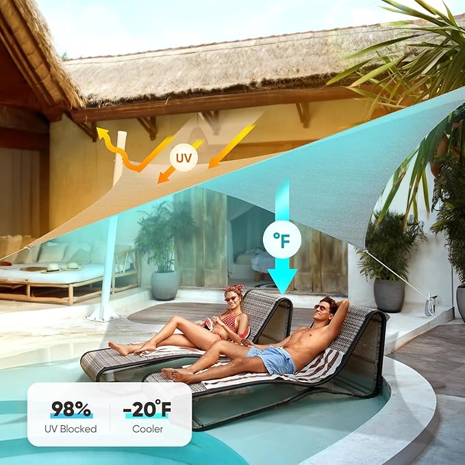Quictent 16X16FT Square Sun Shade Sail Canopy 185G HDPE - Image 8