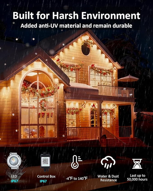 100FT Permanent Outdoor Lights, RGB LED Eaves Lights - Image 2