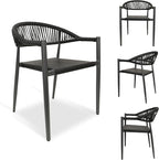 4 Pcs Stackable Patio Dining Chairs, Aluminum Rattan Outdoor Dining Chair by Erotr