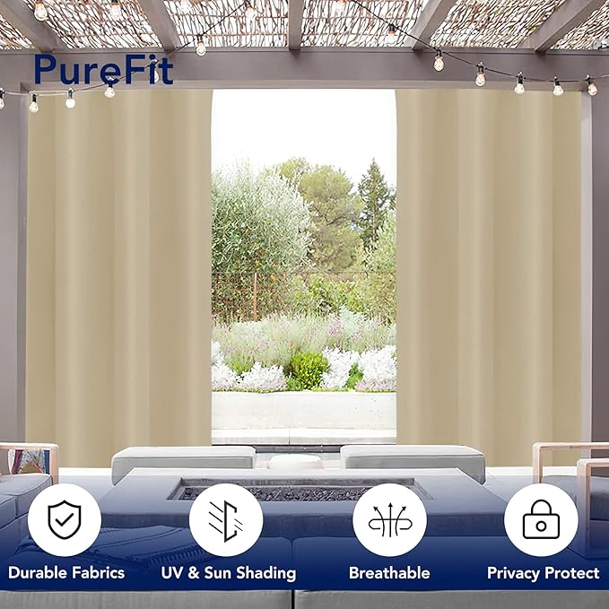 PureFit Outdoor Curtains for Patio Waterproof Weatherproof, UV Resistant - Image 3