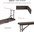 VINGLI 6 feet Plastic Folding Bench, Portable in/Outdoor Picnic Party Camping - Image 9