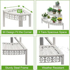 aboxoo 3 Tiers Metal Plant Stand, Rectangular Ladder Flower Pots Outdoor Plant - Image 7