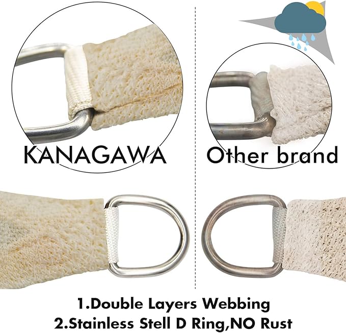 KANAGAWA 14'X14' Cream Custom Size Sun Shade Sail Square UV Block Canopy Cover - Image 5