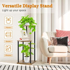 3 Tier Corner Plant Stand Indoor, Metal Wood Flower Pot Holder Shelf, Modern - Image 5