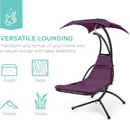 Best Choice Products Outdoor Hanging Curved Steel Chaise Lounge Chair Swing - Image 6