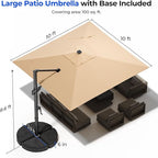 HOMSHADE 10 ft Square Cantilever Patio Umbrella - Image 3