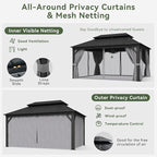 Aoxun 12'x16' Hardtop Gazebo, Aluminum Frame Canopy - Image 3