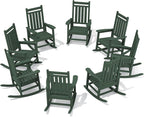 SERWALL HDPE Outdoor Rocking Chair Set of 8, Patio Rocking Chairs by SERWALL