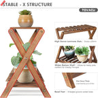 Small Plant Stand Indoor 2 Tier Table Top Flower Succulent Stand Desk Wood - Image 5