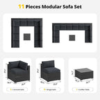 Aoxun Patio Furniture Set, 11 Piece Outdoor Sectional Sofas - Image 7