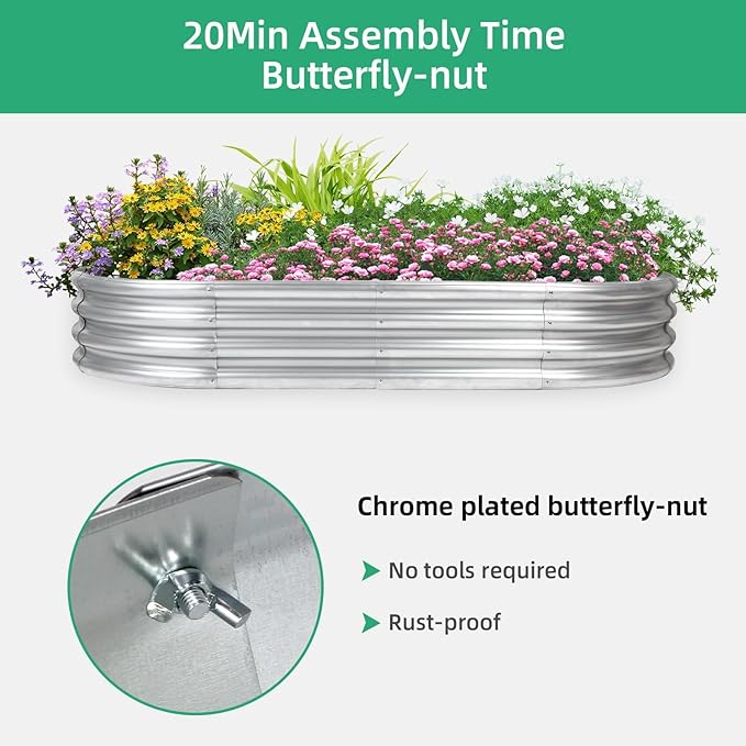 6×3×1 ft Raised Garden Bed, Easy Assembly Galvanized Planter Box - Image 6