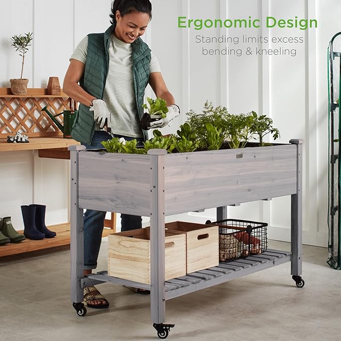 Best Choice Products Raised Garden Bed 48x24x32-inch Mobile Elevated Wood - Image 2