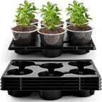 30 Pack 6 Inch Clear Nursery Pots and 5 Pack 6 Cell Round Plant Pot Trays by RooTrimmer