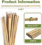 Plant Stakes 4.8FT, Natural Bamboo Stakes, HAINANSTRY 20Pcs Sturdy Bamboo - Image 5